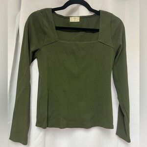 Ribbed Square-Neck Top